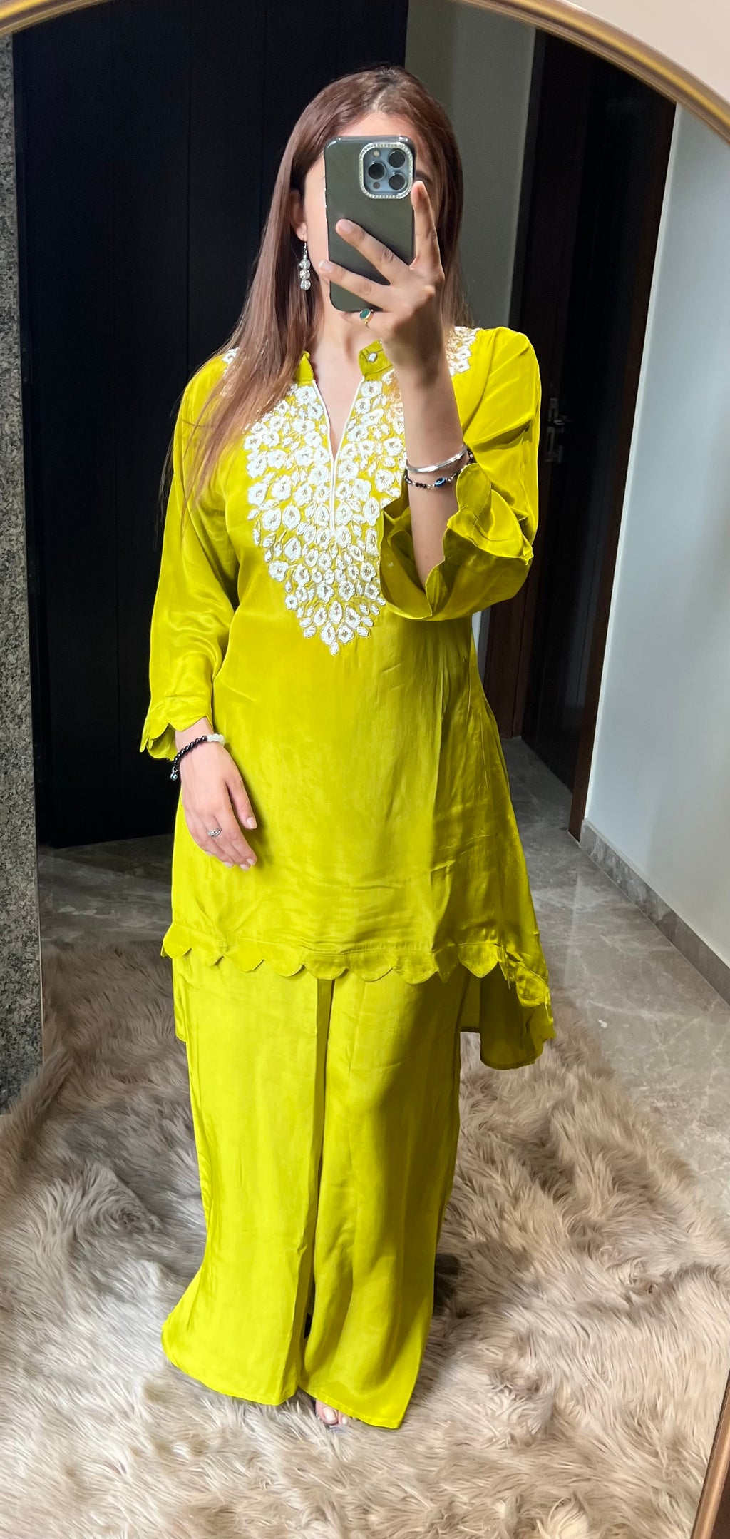 Lime Noor Embroidered Co-ord Set
