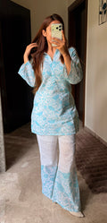 Aqua Chikankari Cotton Set