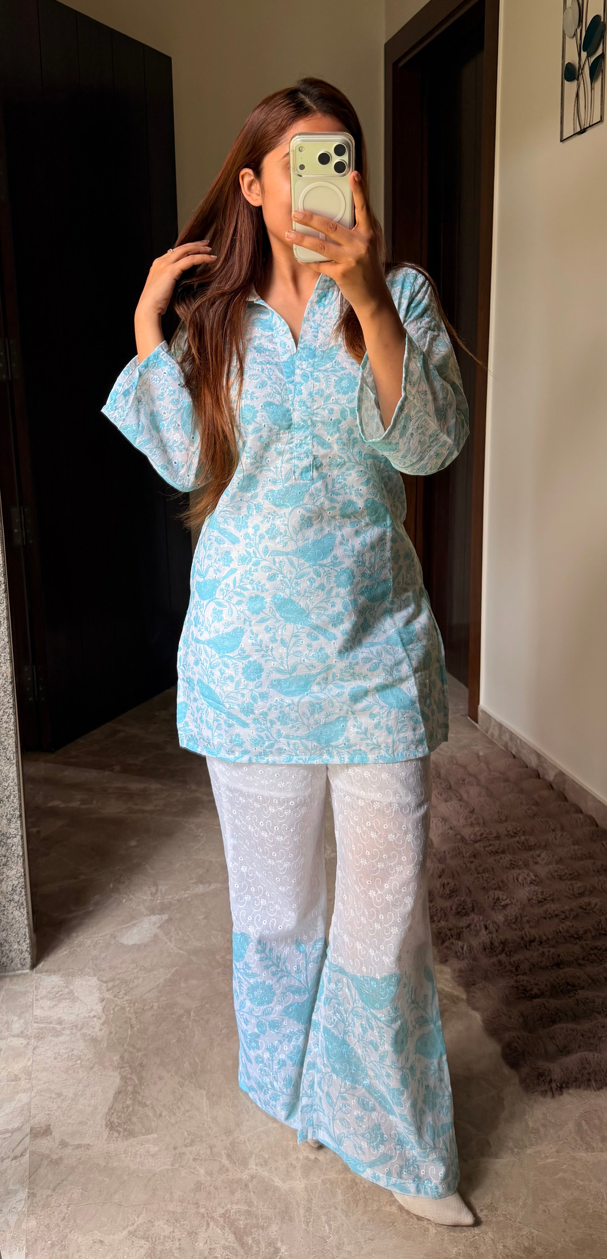 Aqua Chikankari Cotton Set