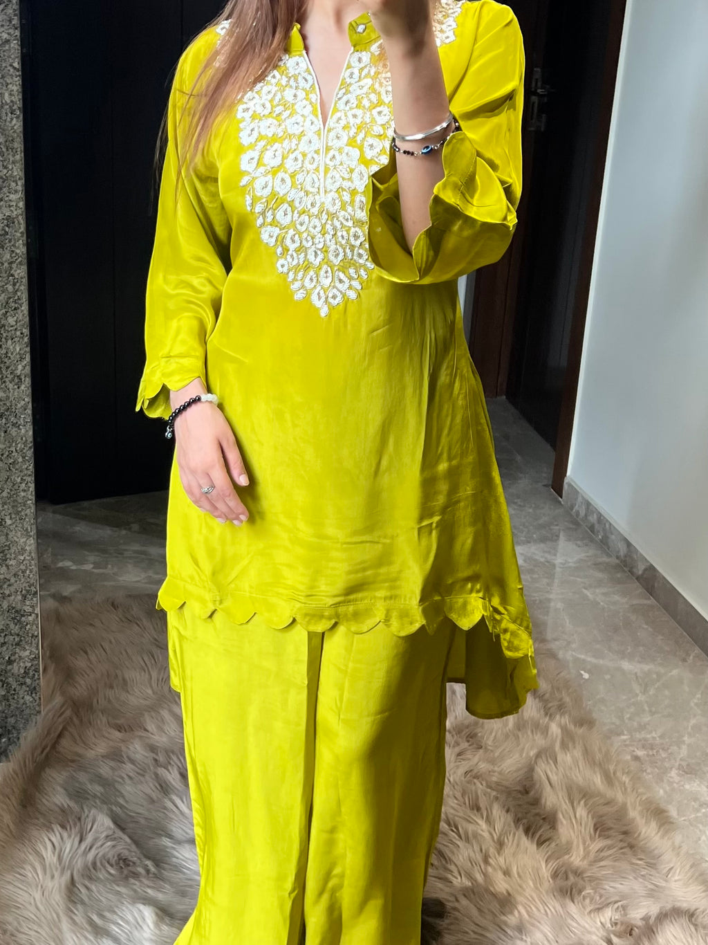 Lime Noor Embroidered Co-ord Set
