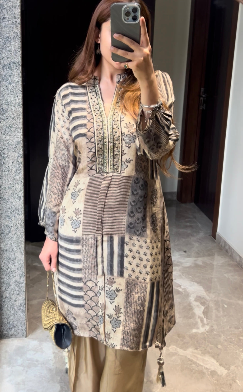 Zehra Ivory Noir Farshi Set