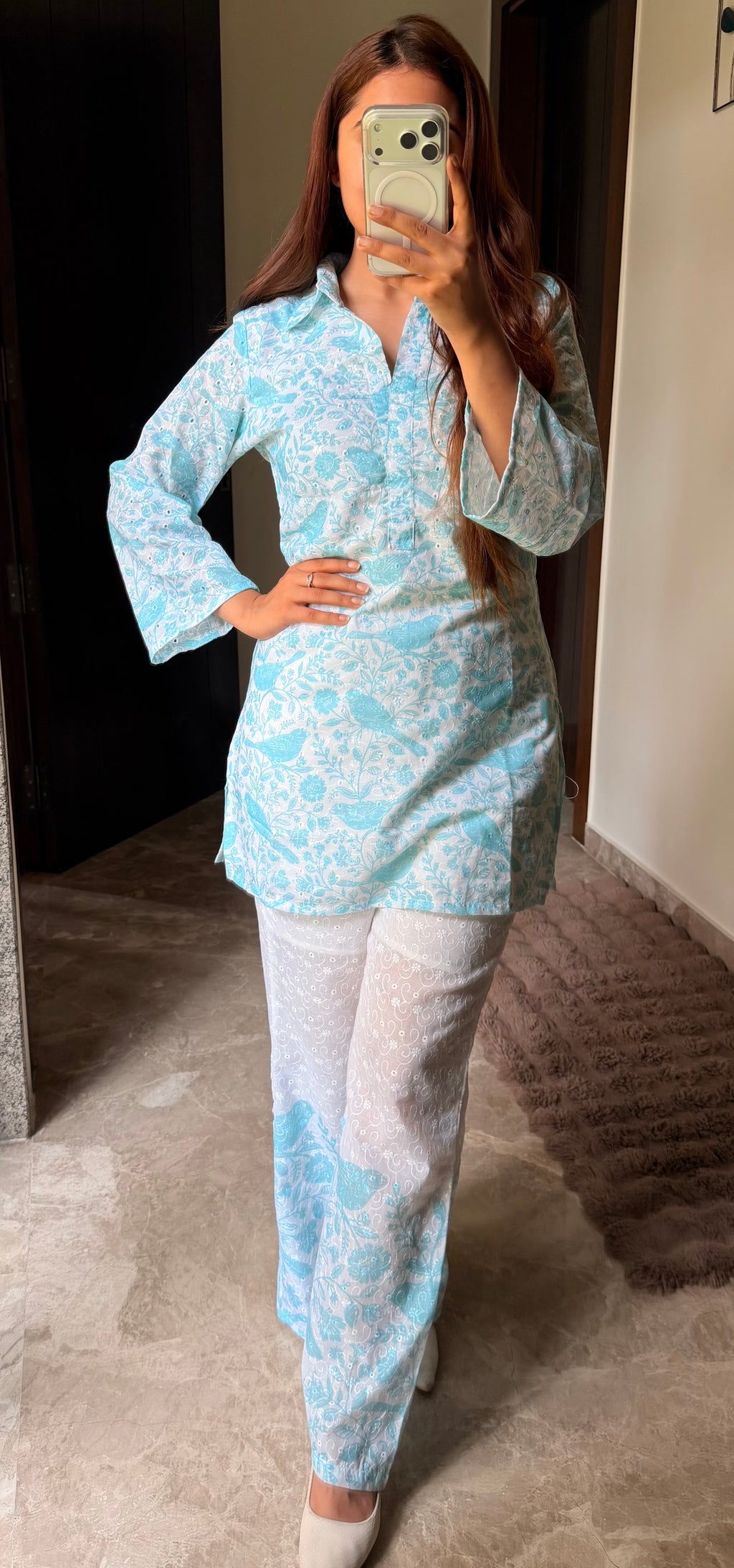 Aqua Chikankari Cotton Set