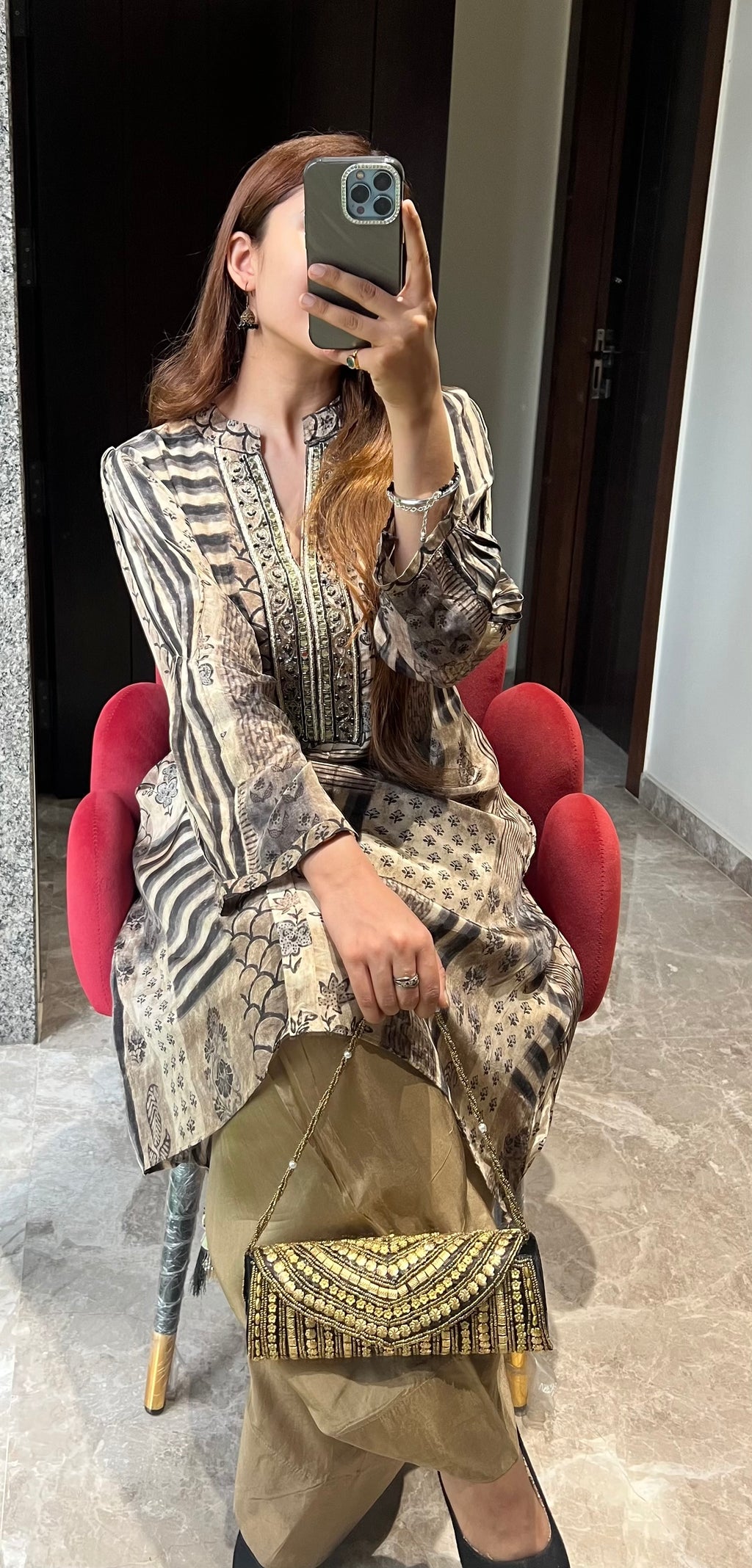 Zehra Ivory Noir Farshi Set