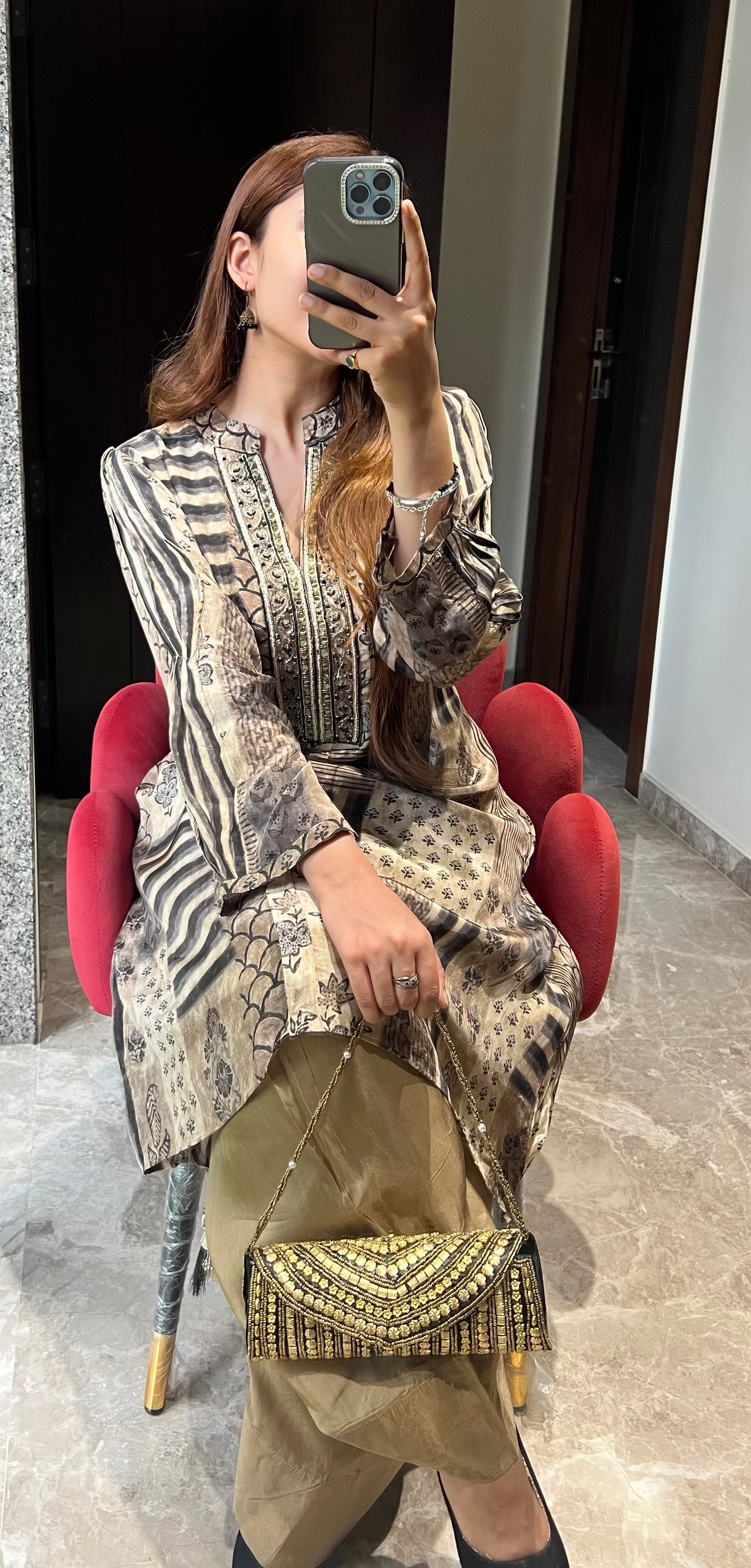 Zehra Ivory Noir Farshi Set