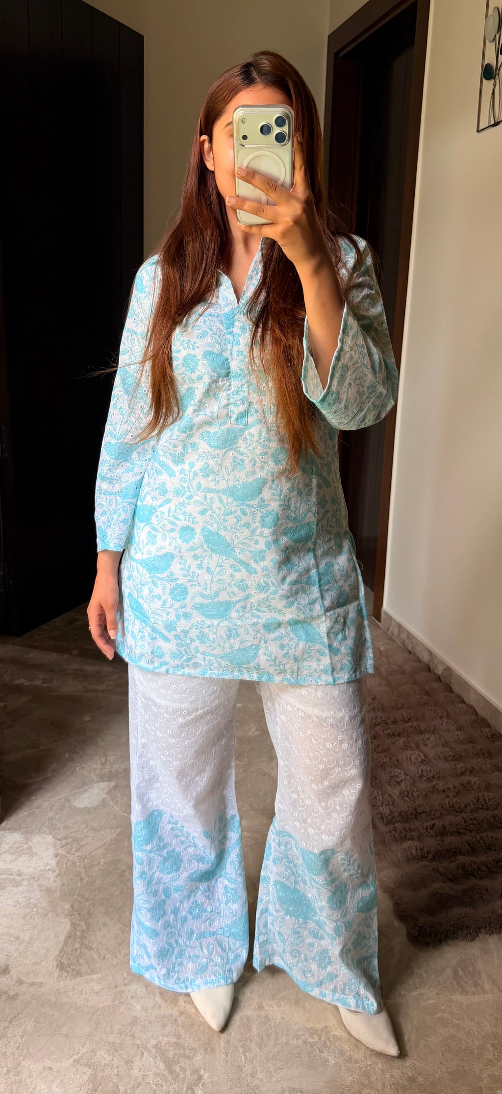 Aqua Chikankari Cotton Set
